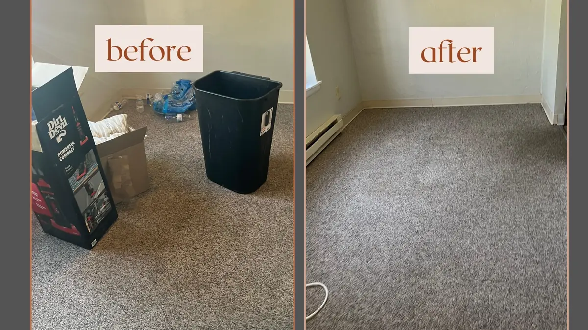 Carpet cleaning before and after professional deep cleaning in York, PA